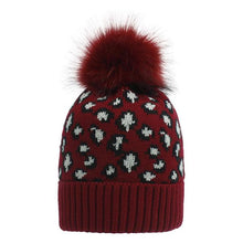 Load image into Gallery viewer, Women Winter Knit Leopard Beanie Cap Hat