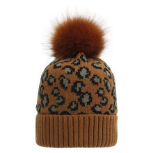 Load image into Gallery viewer, Women Winter Knit Leopard Beanie Cap Hat