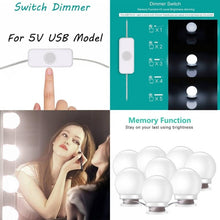 Load image into Gallery viewer, 10Pcs Makeup Mirror Vanity LED Light Bulbs lamp Kit 3 Levels Brightness Adjustable Lighted Make up Mirrors
