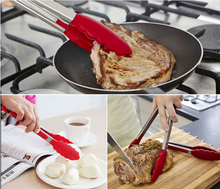 Load image into Gallery viewer, Set of 3 Silicone Barbeque Tongs Stainless Steel Kitchen Tongs