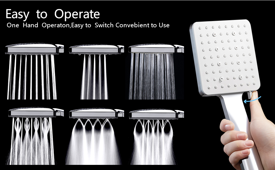 High Pressure Handheld Shower Head with 6 Spray Modes – EC Life-style