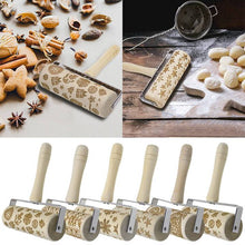 Load image into Gallery viewer, Wooden Rolling Pin Embossing Baking Cookies Biscuit Christmas Dough Roller