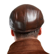 Load image into Gallery viewer, Men's Real Cowhide Leather Beret Hunting Cap Beanie Trucker Cap Mens Sports Hat