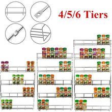 Load image into Gallery viewer, Silver Kitchen Spice Rack Cabinet Shelf Organizer Storage Wall Mount Holder