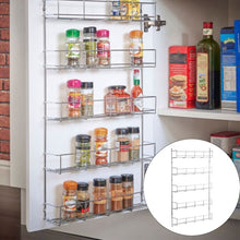 Load image into Gallery viewer, Silver Kitchen Spice Rack Cabinet Shelf Organizer Storage Wall Mount Holder