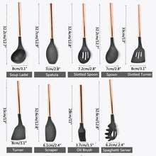Load image into Gallery viewer, Silicone Non-scratch Cooking Kitchen Utensils Set Rose Gold Stainless Steel Handle