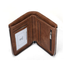 Load image into Gallery viewer, RFID Protection PU Leather Wallets for Men With Zipper Coin Purse Card Holder Casual Cash Wallet