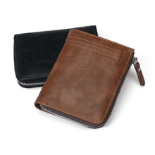 Load image into Gallery viewer, RFID Protection PU Leather Wallets for Men With Zipper Coin Purse Card Holder Casual Cash Wallet