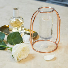 Load image into Gallery viewer, Set of 2 Centrepiece Vases with Metal Stand Cylinder Clear Vases for Flowers Decoration
