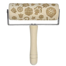 Load image into Gallery viewer, Wooden Rolling Pin Embossing Baking Cookies Biscuit Christmas Dough Roller