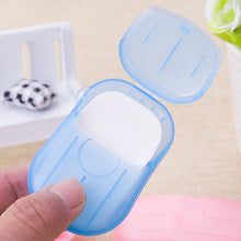 Load image into Gallery viewer, 20pcs/box Portable Outdoor Travel Soap Paper Washing Hand Bath Clean Scented Slice Sheets Disposable Boxes Soap Mini Paper Soap