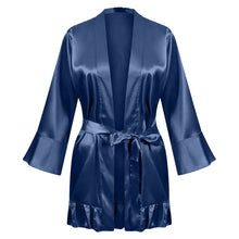 Load image into Gallery viewer, Women's Ruffle Hem Belted Satin Kimono Robe
