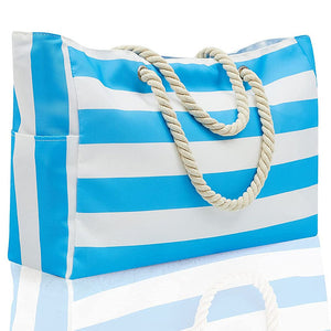 Women Summer Large Beach Bag Canvas Tote Bag with Zipper