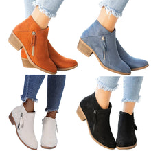 Load image into Gallery viewer, Womens Slip on Side Zipper Chunky Block Mid Heel Boot