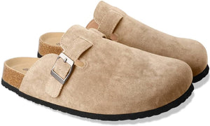 Women Boston Clogs Dupes Suede Soft Leather Clogs Antislip Sole Slippers