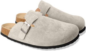 Women Boston Clogs Dupes Suede Soft Leather Clogs Antislip Sole Slippers