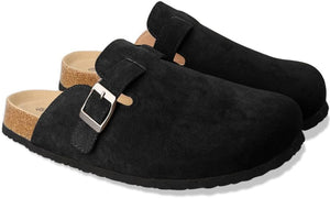 Women Boston Clogs Dupes Suede Soft Leather Clogs Antislip Sole Slippers