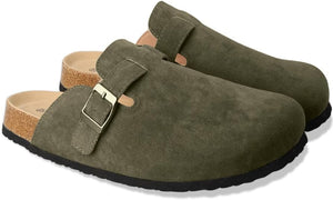 Women Boston Clogs Dupes Suede Soft Leather Clogs Antislip Sole Slippers