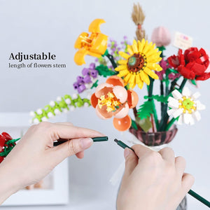Mini Rose Flower Bouquet Building Sets