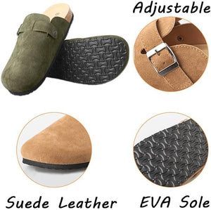 Women Boston Clogs Dupes Suede Soft Leather Clogs Antislip Sole Slippers
