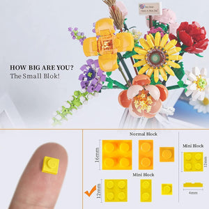 Mini Rose Flower Bouquet Building Sets