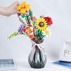 Mini Rose Flower Bouquet Building Sets