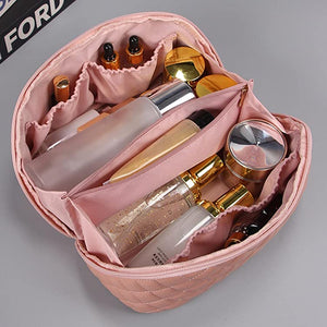 Portable Travel Makeup Organizer with Smooth Metal Zipper Wear Resistant Organizer Bags with 3 Compartments
