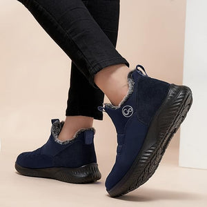 Winter Slip On Ankle Booties Warm Fur Lined Waterproof Comfortable Womens Boots