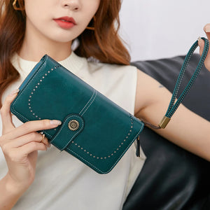 RFID anti-theft brush Retro large capacity Multi-function zipper wallet