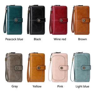 RFID anti-theft brush Retro large capacity Multi-function zipper wallet