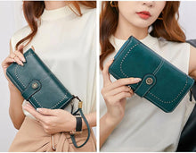 Load image into Gallery viewer, RFID anti-theft brush Retro large capacity Multi-function zipper wallet