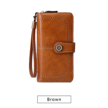 Load image into Gallery viewer, RFID anti-theft brush Retro large capacity Multi-function zipper wallet