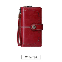 Load image into Gallery viewer, RFID anti-theft brush Retro large capacity Multi-function zipper wallet