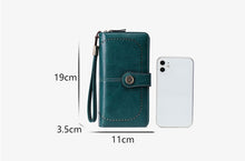 Load image into Gallery viewer, RFID anti-theft brush Retro large capacity Multi-function zipper wallet