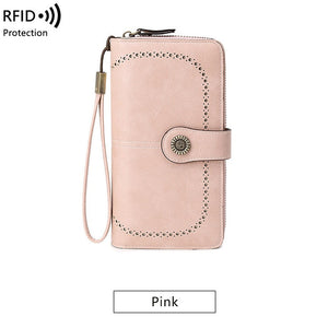 RFID anti-theft brush Retro large capacity Multi-function zipper wallet