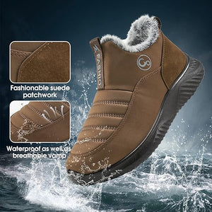 Winter Slip On Ankle Booties Warm Fur Lined Waterproof Comfortable Womens Boots