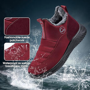 Winter Slip On Ankle Booties Warm Fur Lined Waterproof Comfortable Womens Boots