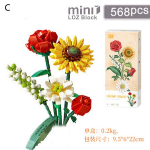 Mini Rose Flower Bouquet Building Sets