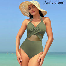 Load image into Gallery viewer, Women’s Mesh Splicing High Waist Swimsuit