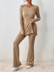 Casual Ribbed Knit Two-piece Set