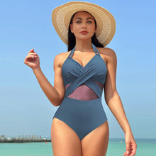 Load image into Gallery viewer, Women’s Mesh Splicing High Waist Swimsuit