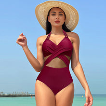 Load image into Gallery viewer, Women’s Mesh Splicing High Waist Swimsuit