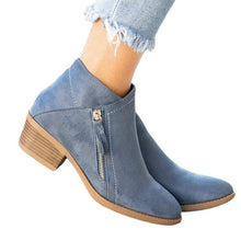 Load image into Gallery viewer, Womens Slip on Side Zipper Chunky Block Mid Heel Boot