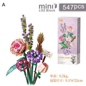 Mini Rose Flower Bouquet Building Sets