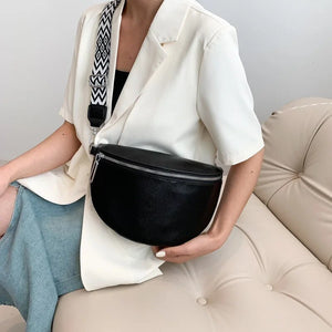 Women PU Leather Chest Bag Large Capacity Crossbody Travel Bag