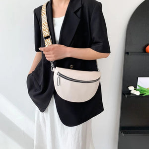 Women PU Leather Chest Bag Large Capacity Crossbody Travel Bag