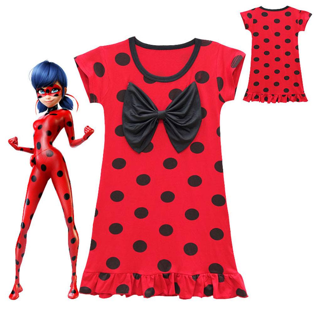 Kid Girls Miraculous Ladybug Fancy Dress Cosplay Costume Mini Dress