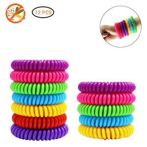 12Pcs Natural Safe Mosquito Repellent Bracelet Waterproof Spiral Wrist Band