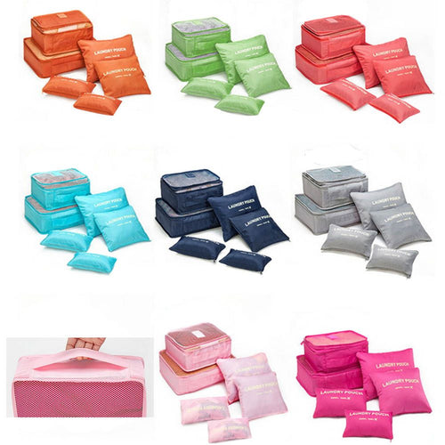 6 Pcs/Set Square Travel Luggage Storage Bags Clothes Organizer Pouch Case