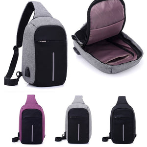 Backpack Sling Sports Crossbody Port Anti-theft Travel Bag USB Charging